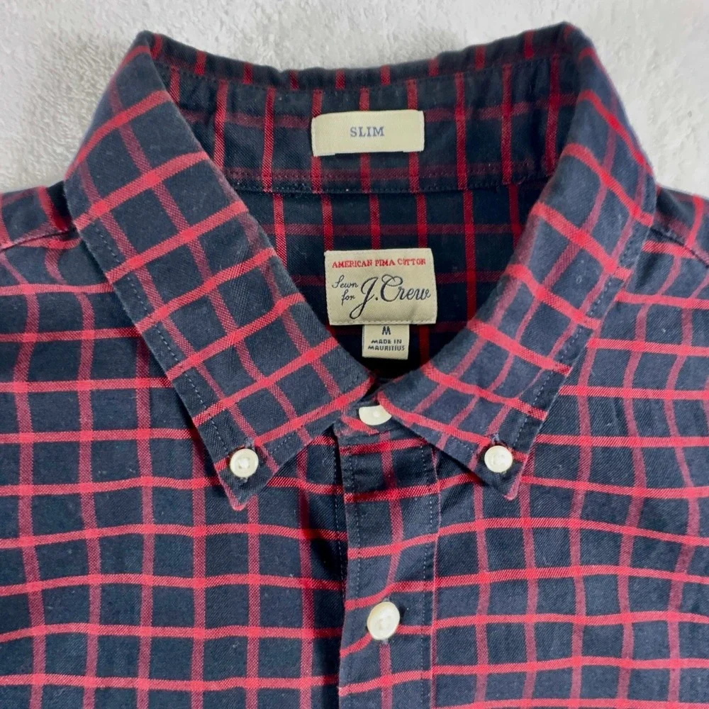 J.Crew Slim Fit American Pima Shirt Mens M Cotton Button Down Blue Red
